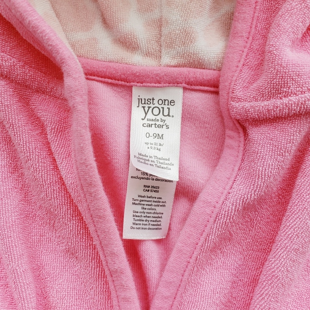 Carter's Baby Girl Pink Giraffe Bathrobe (NWOT) - Picture 5 of 8